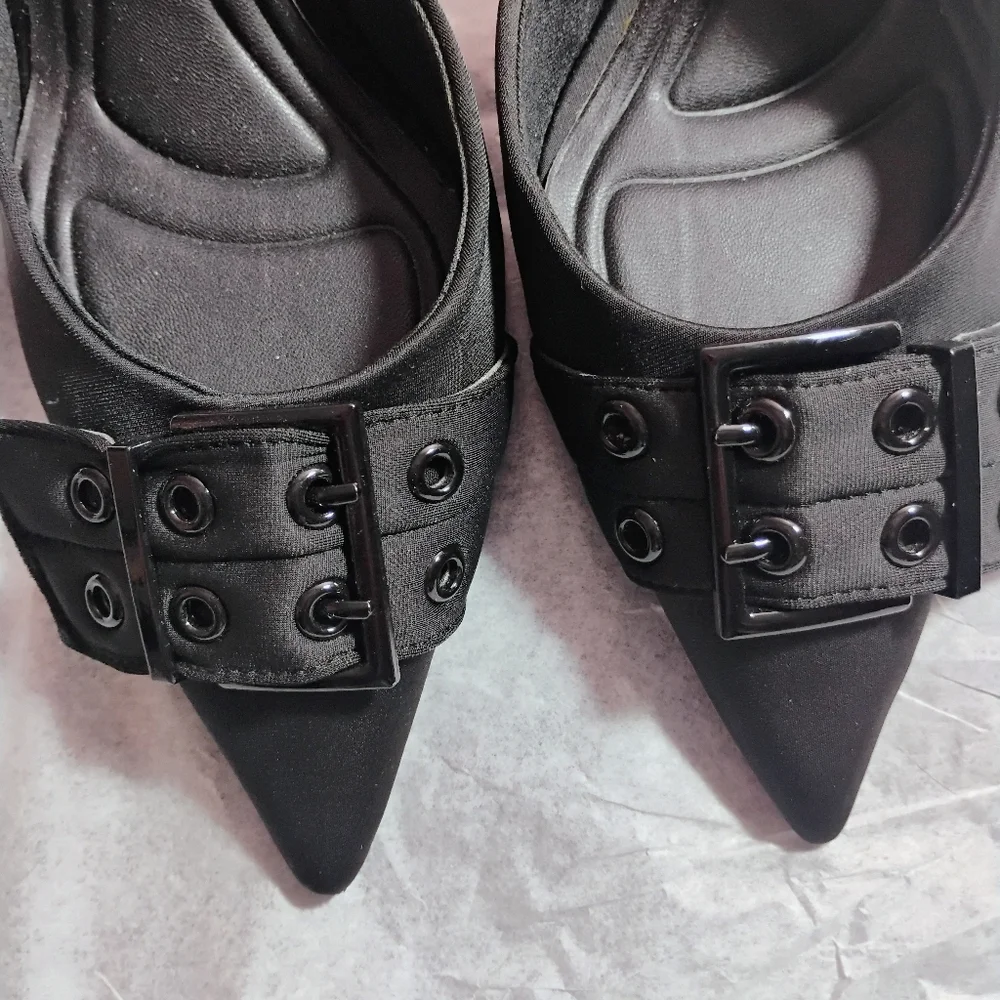 Stradivarius Black Buckle Slingback Heels NWT Size 40 - Picture 10 of 17